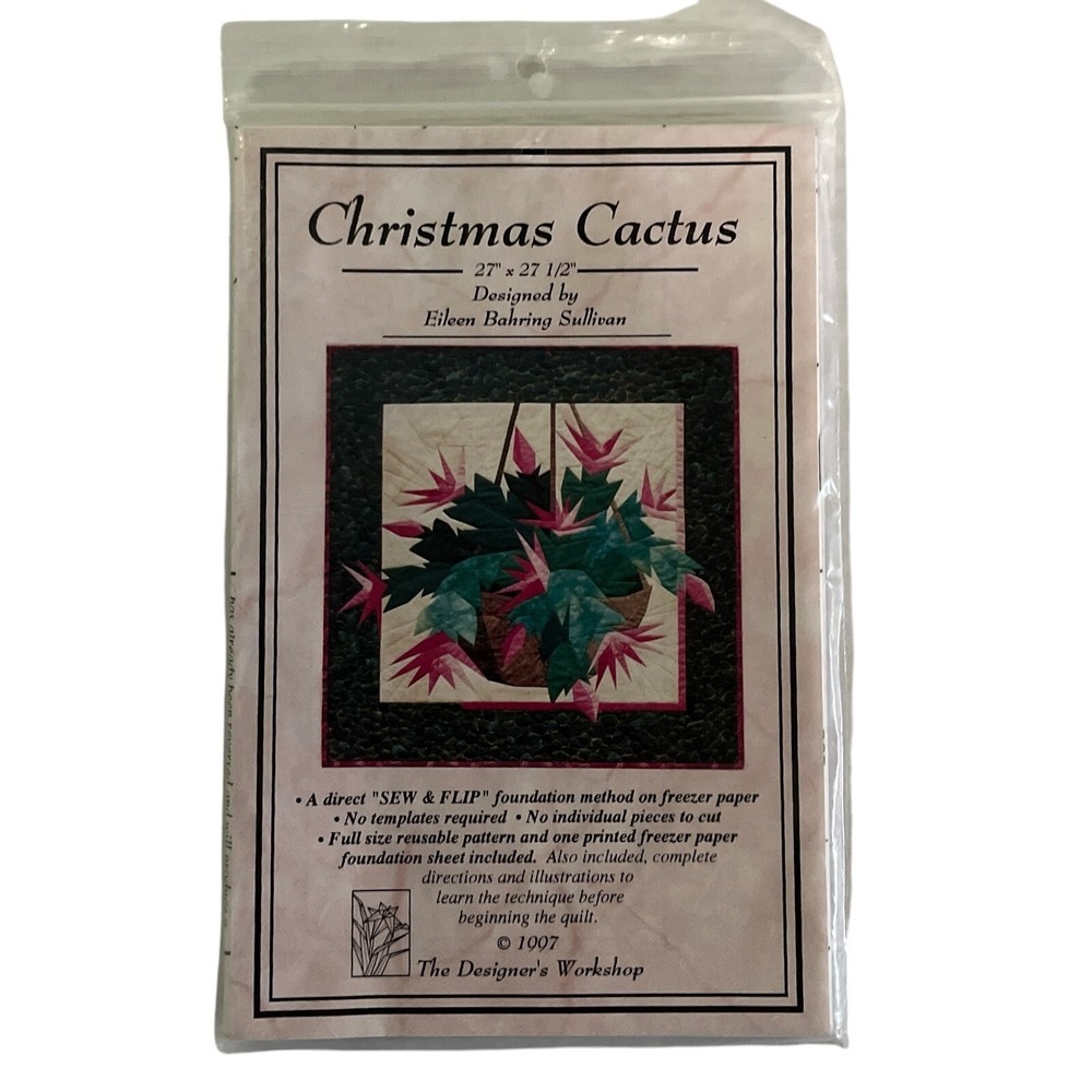 Christmas Cactus Designers Workshop Eileen‎ Sullivan Sew Flip Quilt 27X27 1997
